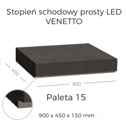 GALABETON stopień prosty VENETTO 90x45x15 cm LED